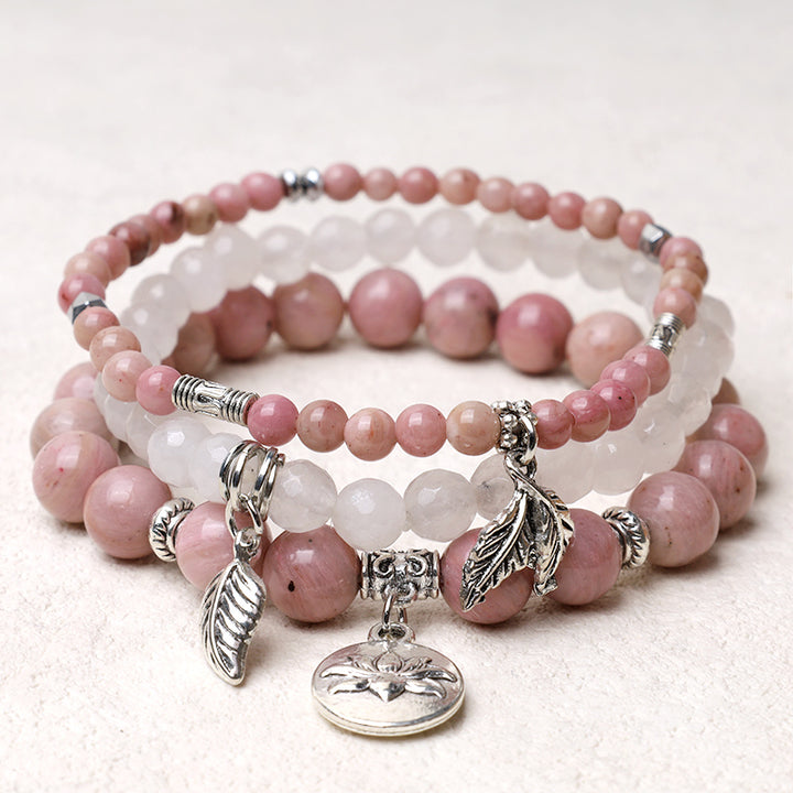 Bracelet Lotus en perles de cristal de quartz naturel avec énergie de guérison et 3 pièces de Buddha Stones - Quartz rose - image 13