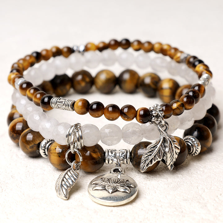 Bracelet Lotus en perles de cristal de quartz naturel avec énergie de guérison et 3 pièces de Buddha Stones - image 27
