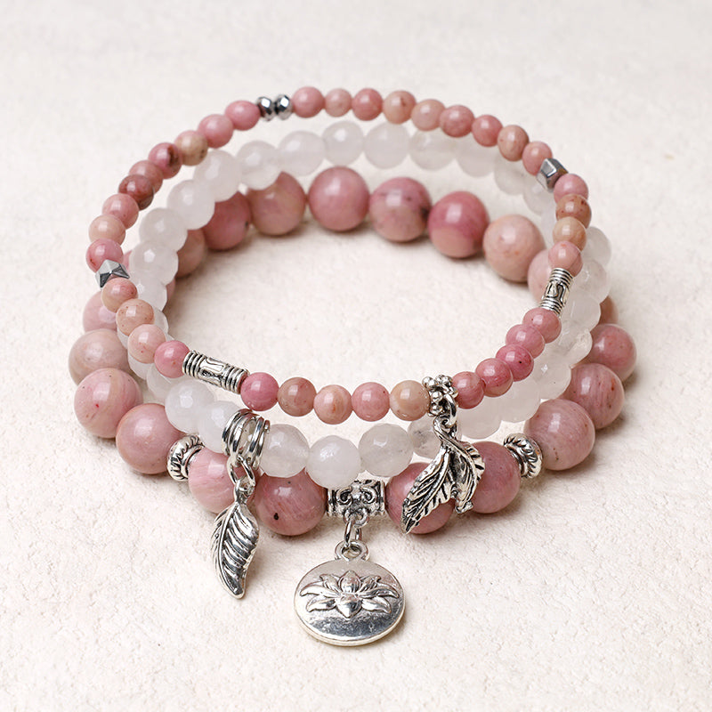 Bracelet Lotus en perles de cristal de quartz naturel avec énergie de guérison et 3 pièces de Buddha Stones - image 14