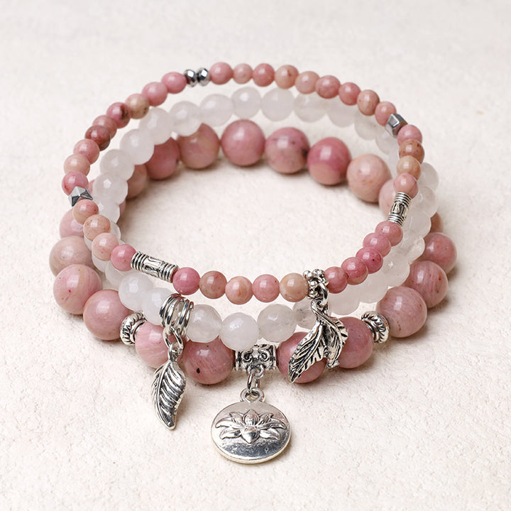 Bracelet Lotus en perles de cristal de quartz naturel avec énergie de guérison et 3 pièces de Buddha Stones - image 14