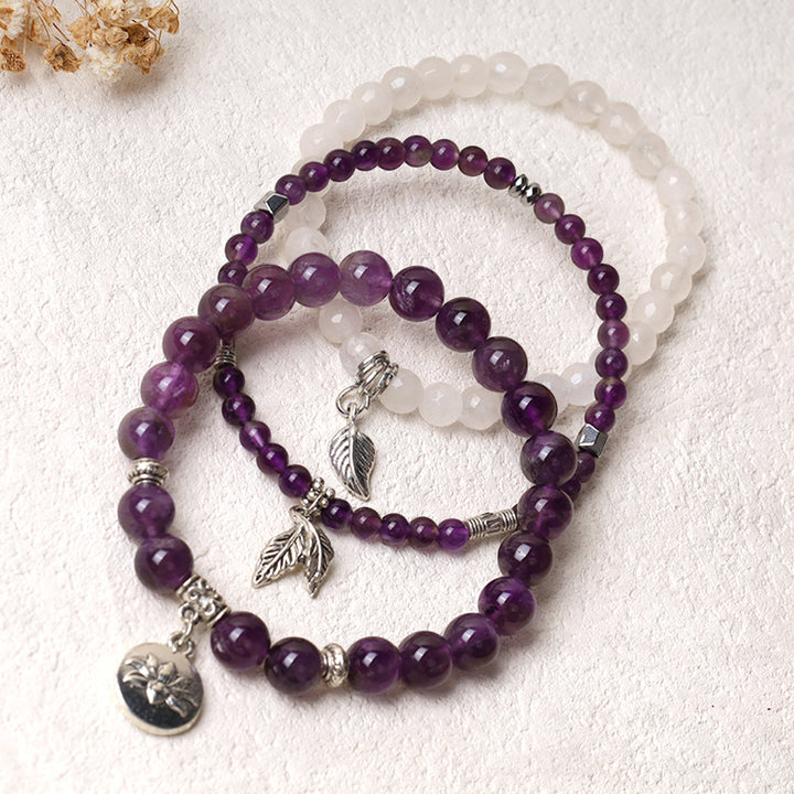 Bracelet Lotus en perles de cristal de quartz naturel avec énergie de guérison et 3 pièces de Buddha Stones - image 3