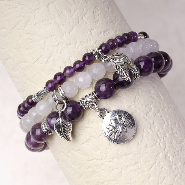 Bracelet Lotus en perles de cristal de quartz naturel avec énergie de guérison et 3 pièces de Buddha Stones - image 5