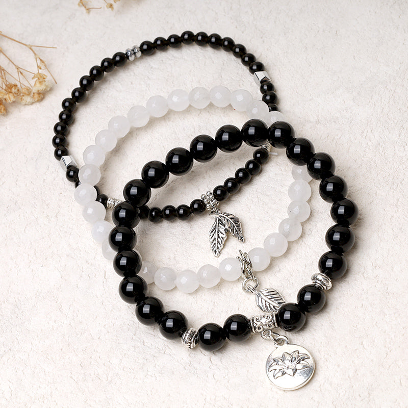 Bracelet Lotus en perles de cristal de quartz naturel avec énergie de guérison et 3 pièces de Buddha Stones - image 9