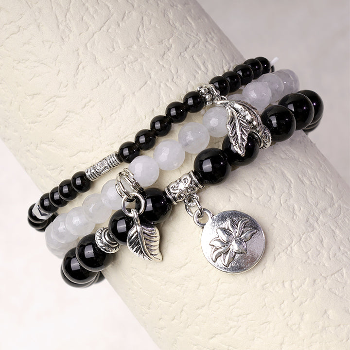Bracelet Lotus en perles de cristal de quartz naturel avec énergie de guérison et 3 pièces de Buddha Stones - image 10