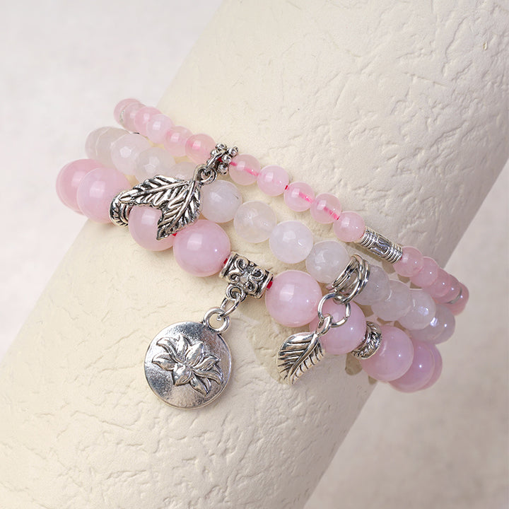 Bracelet Lotus en perles de cristal de quartz naturel avec énergie de guérison et 3 pièces de Buddha Stones - image 21