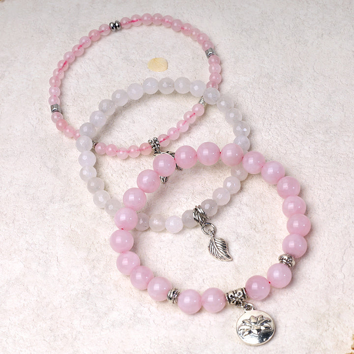 Bracelet Lotus en perles de cristal de quartz naturel avec énergie de guérison et 3 pièces de Buddha Stones - image 20