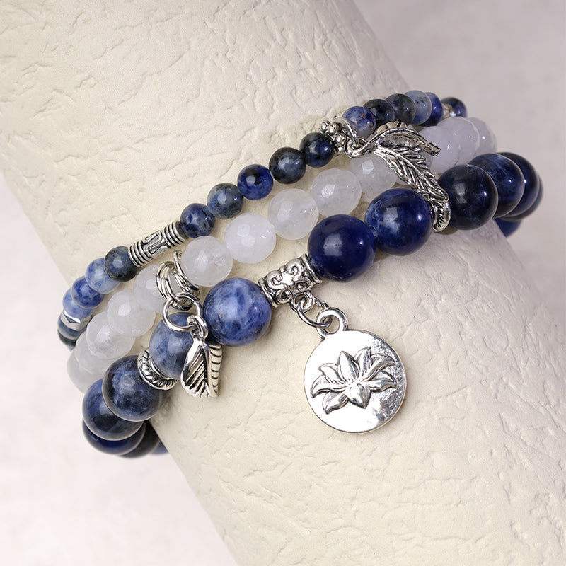 Bracelet Lotus en perles de cristal de quartz naturel avec énergie de guérison et 3 pièces de Buddha Stones - image 24