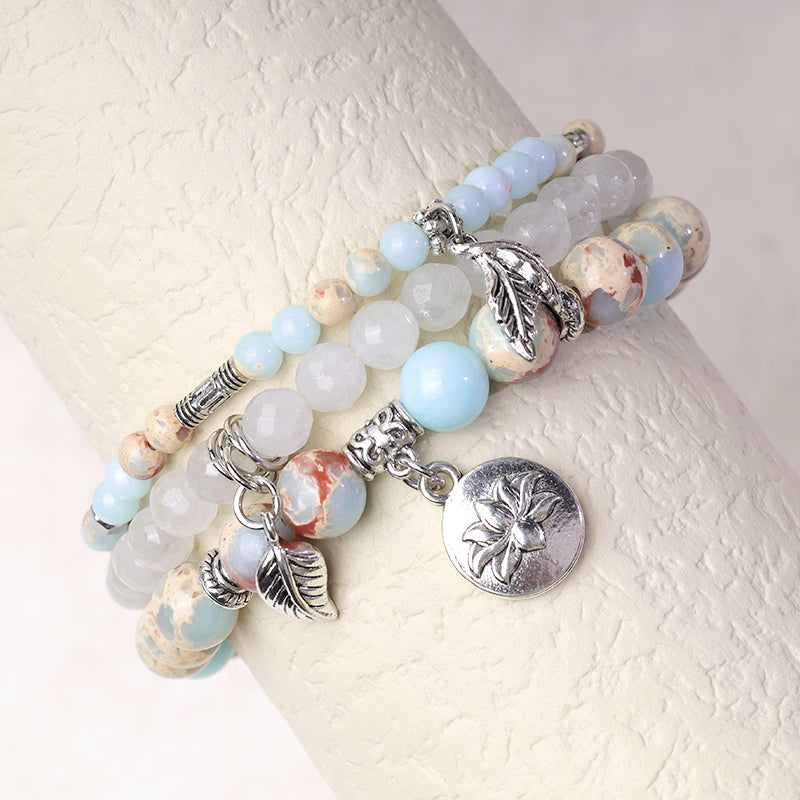 Bracelet Lotus en perles de cristal de quartz naturel avec énergie de guérison et 3 pièces de Buddha Stones - image 32