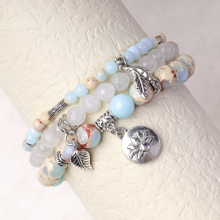 Bracelet Lotus en perles de cristal de quartz naturel avec énergie de guérison et 3 pièces de Buddha Stones - image 32