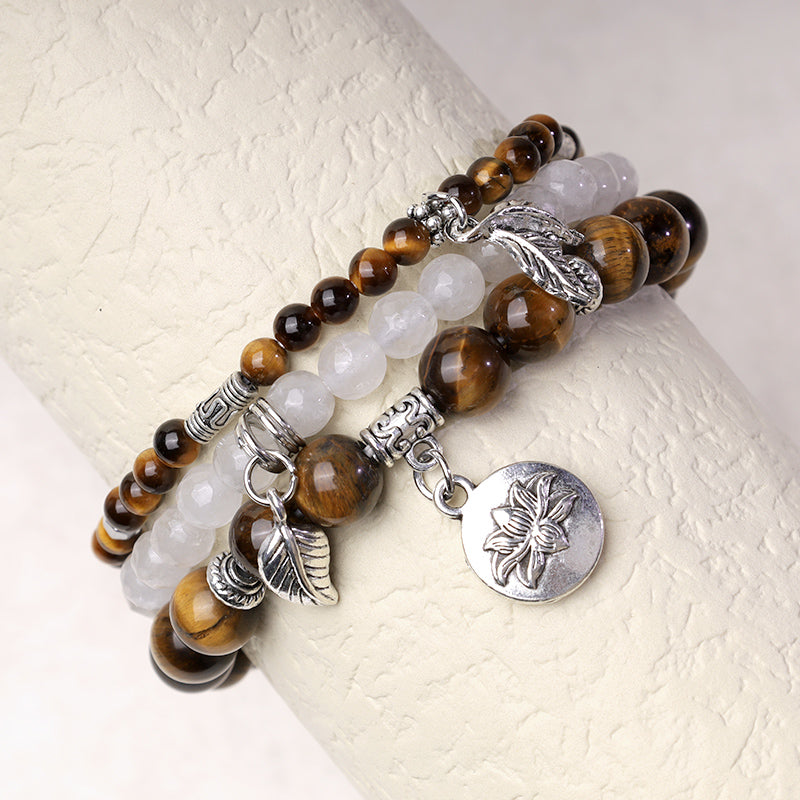 Bracelet Lotus en perles de cristal de quartz naturel avec énergie de guérison et 3 pièces de Buddha Stones - image 28