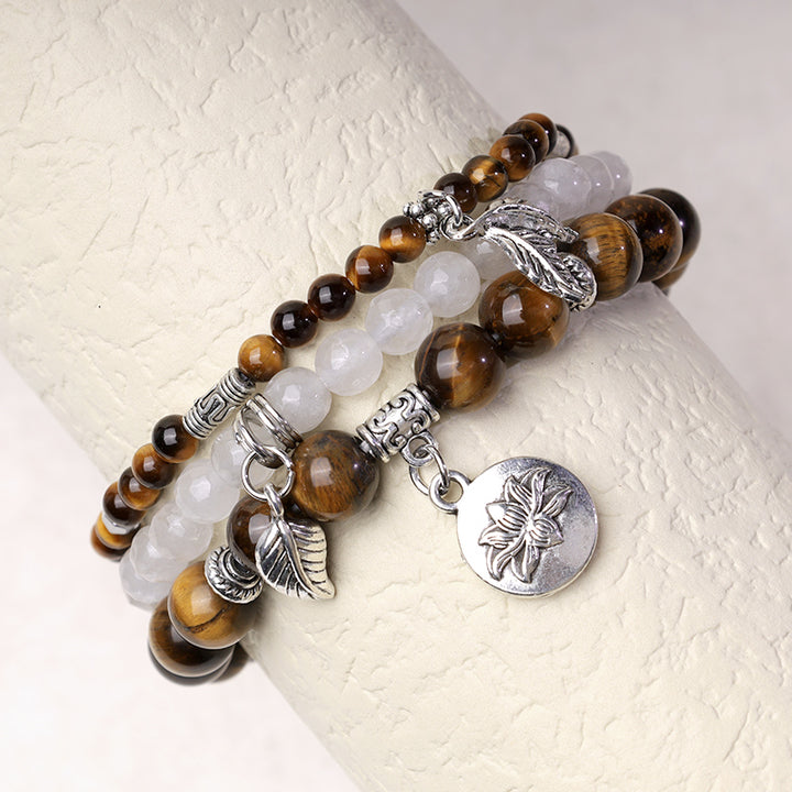 Bracelet Lotus en perles de cristal de quartz naturel avec énergie de guérison et 3 pièces de Buddha Stones - image 28