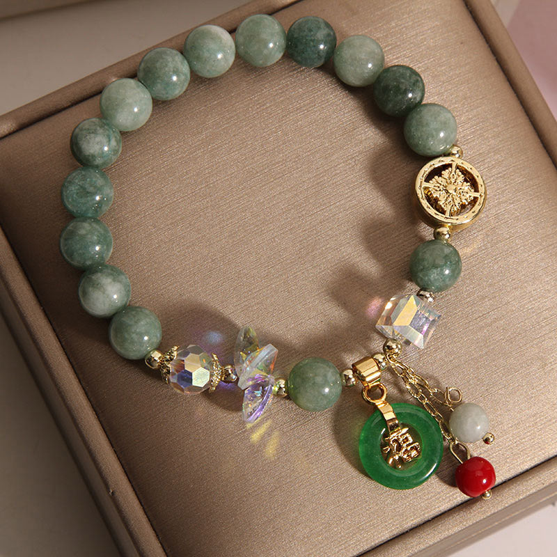 Bracelet de guérison à breloques en jade et quartz fraise Buddha Stones