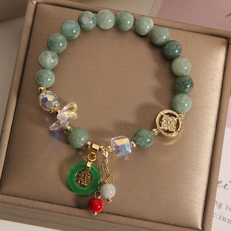 Bracelet de guérison à breloques en jade et quartz fraise Buddha Stones