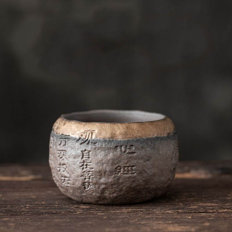 Tasse à thé en céramique gravée Buddha Stones Heart Sutra Tasse à thé Kung Fu 130 ml
