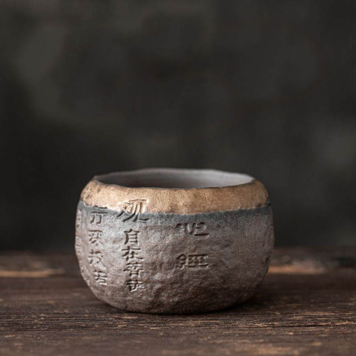 Tasse à thé en céramique gravée Buddha Stones Heart Sutra Tasse à thé Kung Fu 130 ml