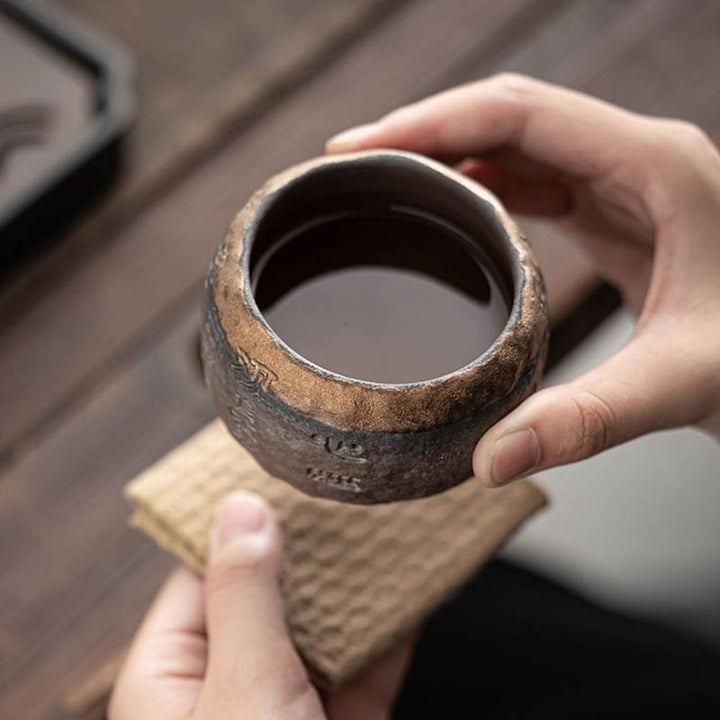 Tasse à thé en céramique gravée Buddha Stones Heart Sutra Tasse à thé Kung Fu 130 ml