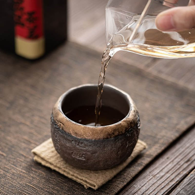 Tasse à thé en céramique gravée Buddha Stones Heart Sutra Tasse à thé Kung Fu 130 ml