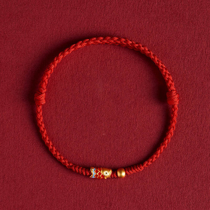 Bracelet en corde tressée fait main en argent sterling 925 avec Buddha Stones et poisson koï