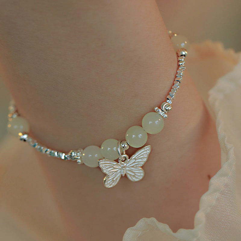 Bracelet porte-bonheur en argent sterling 925 Buddha Stones et jade Hetian naturel
