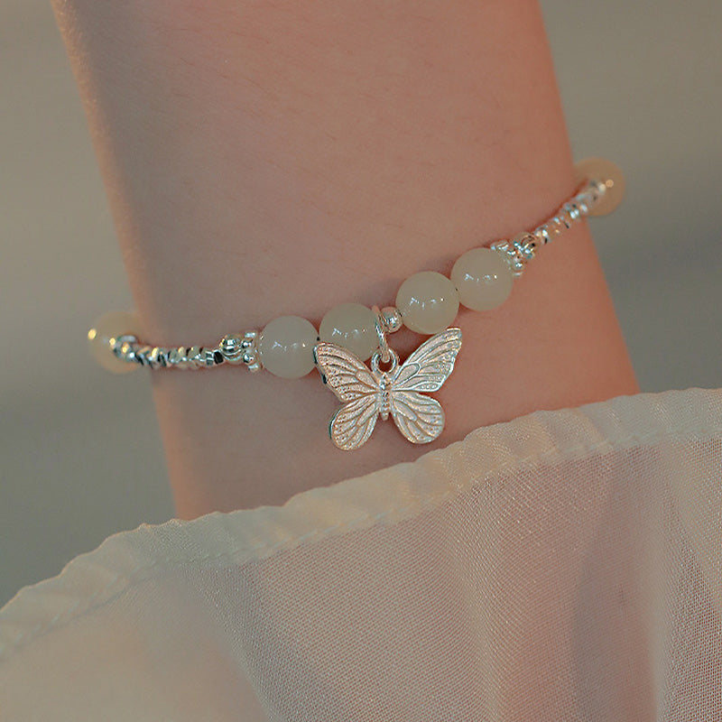 Bracelet porte-bonheur en argent sterling 925 Buddha Stones et jade Hetian naturel