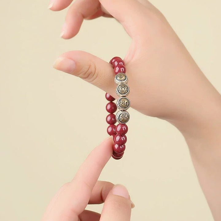 Bracelet de bénédiction des quatre bêtes en argent sterling 925 et cinabre naturel de Buddha Stones - image 20