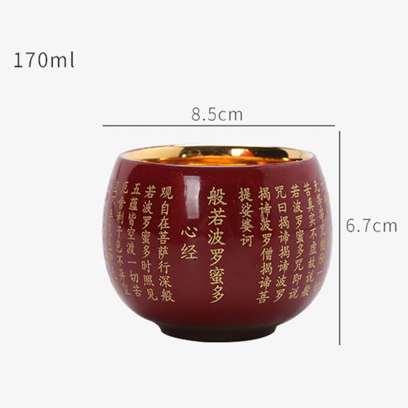 Buddha Stones Heart Sutra Grande Compassion Mantra Tasse à thé en céramique gravée Tasse à thé Kung Fu