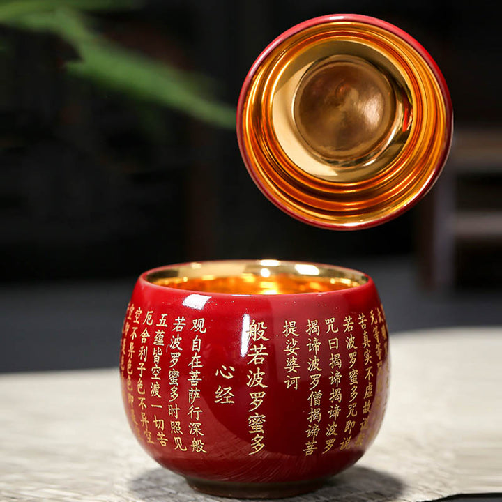 Buddha Stones Heart Sutra Grande Compassion Mantra Tasse à thé en céramique gravée Tasse à thé Kung Fu