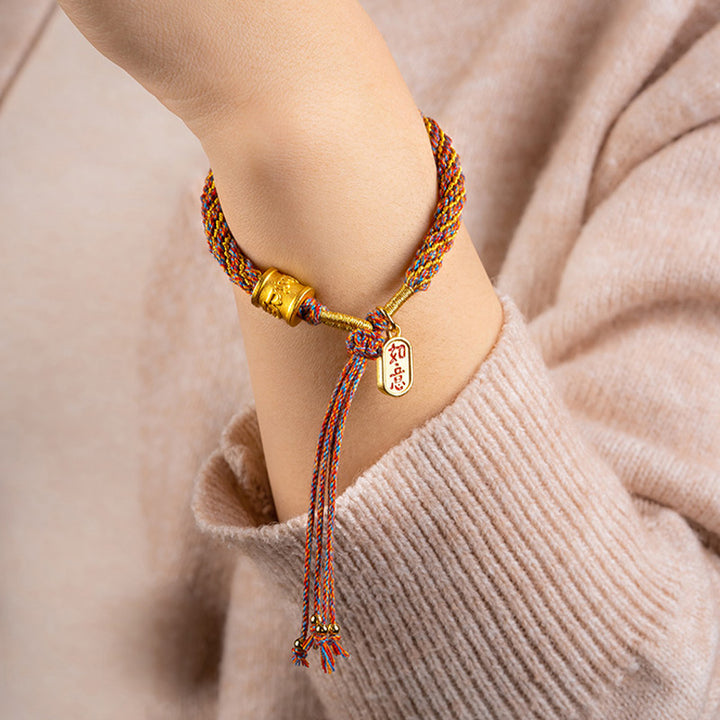 Bracelet tressé multicolore tibétain fait main avec Buddha Stones Om Mani Padme Hum Ruyi