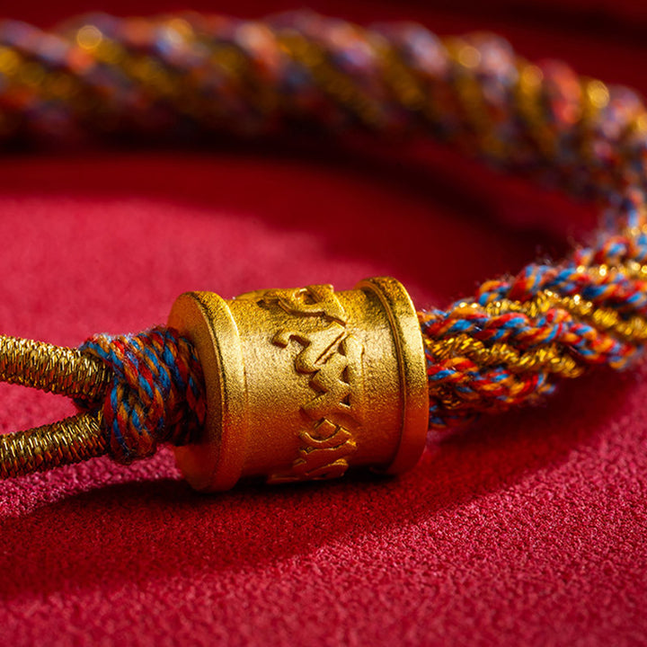 Bracelet tressé multicolore tibétain fait main avec Buddha Stones Om Mani Padme Hum Ruyi