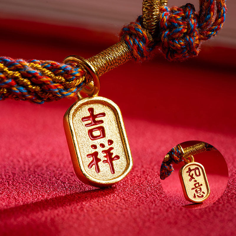 Bracelet tressé multicolore tibétain fait main avec Buddha Stones Om Mani Padme Hum Ruyi