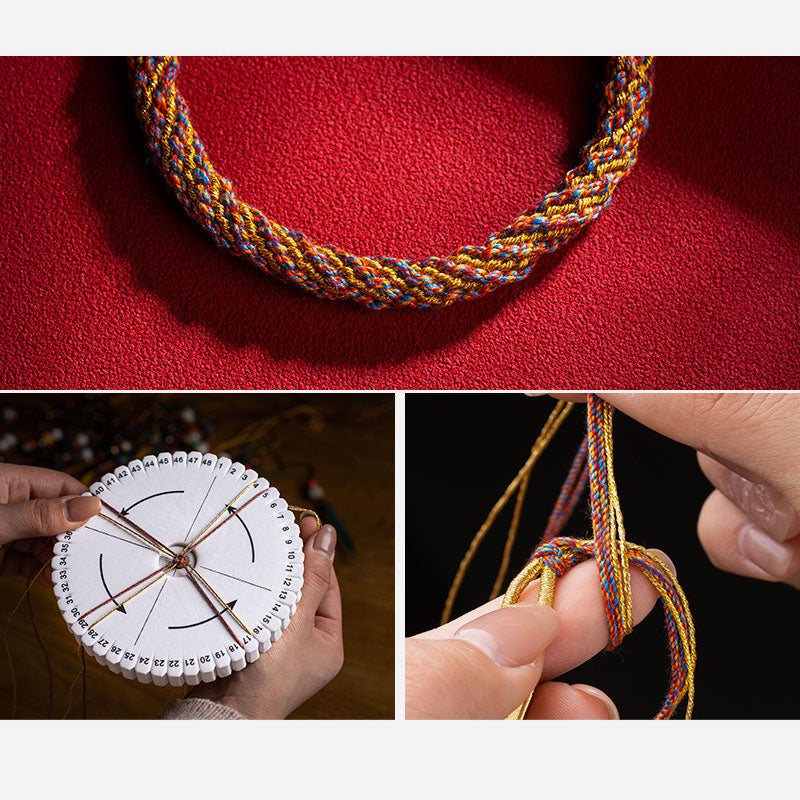 Bracelet tressé multicolore tibétain fait main avec Buddha Stones Om Mani Padme Hum Ruyi
