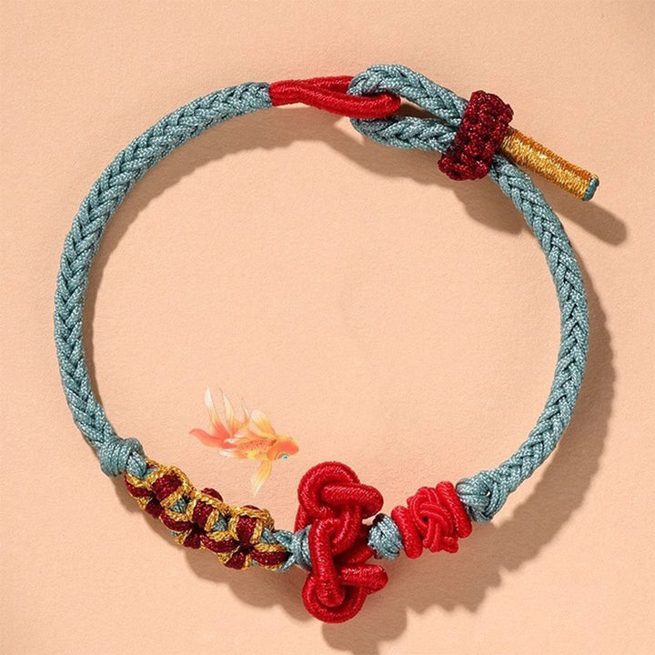 Bracelet en corde tressée fait main avec nœud Wenchang et Buddha Stones