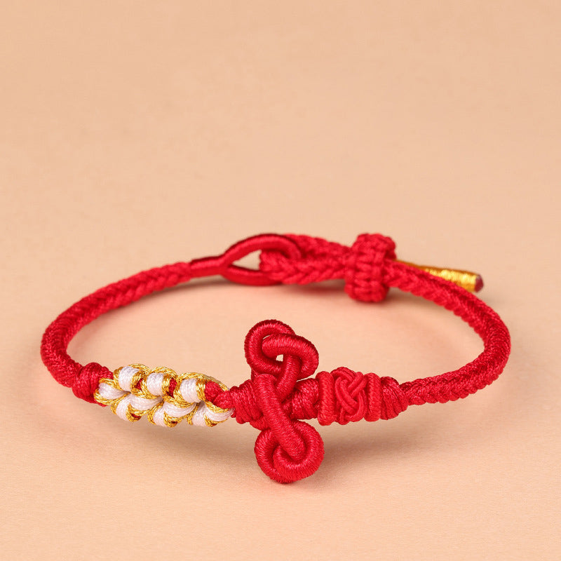 Bracelet en corde tressée fait main avec nœud Wenchang et Buddha Stones