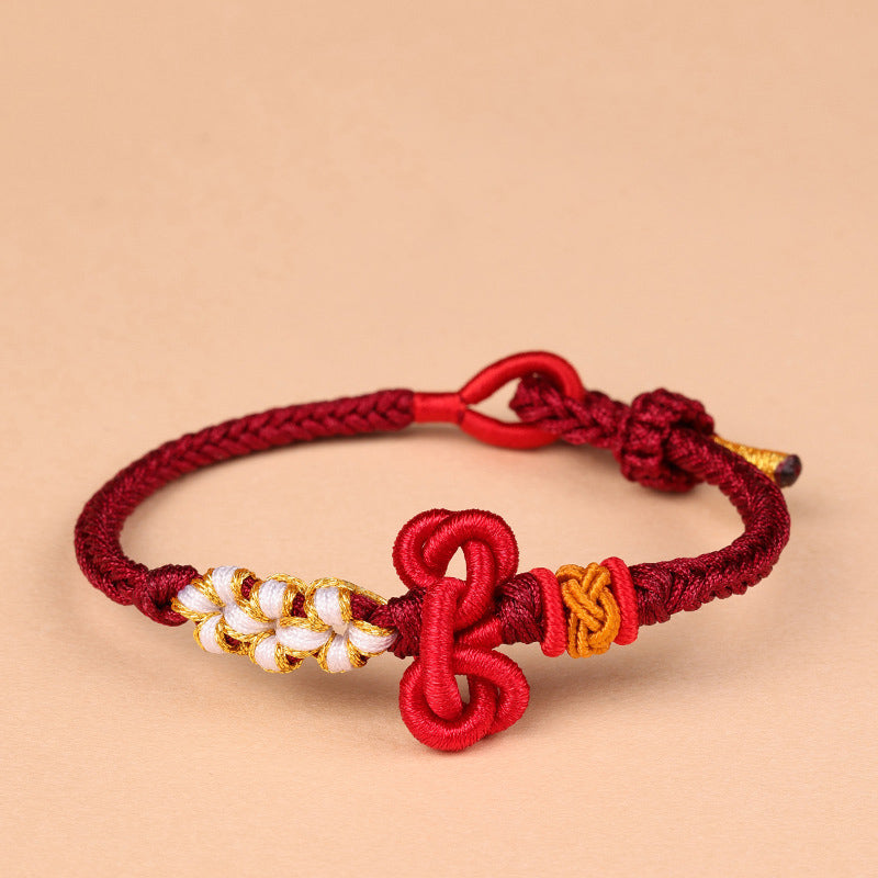 Bracelet en corde tressée fait main avec nœud Wenchang et Buddha Stones