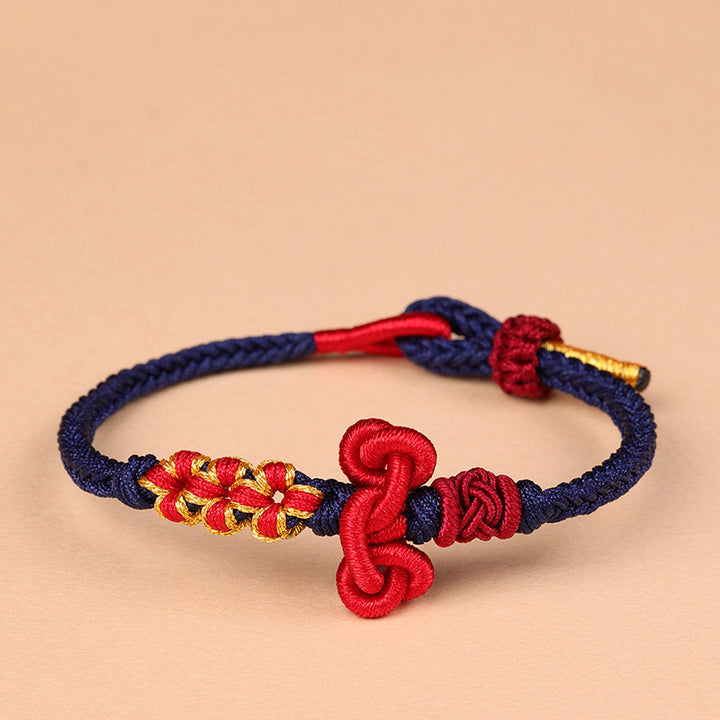 Bracelet en corde tressée fait main avec nœud Wenchang et Buddha Stones
