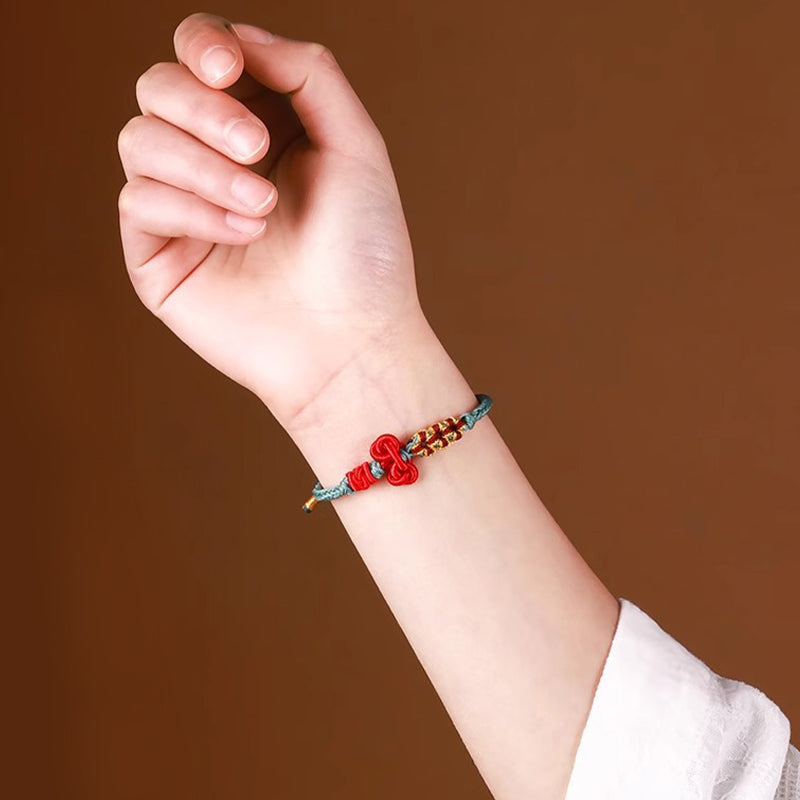 Bracelet en corde tressée fait main avec nœud Wenchang et Buddha Stones