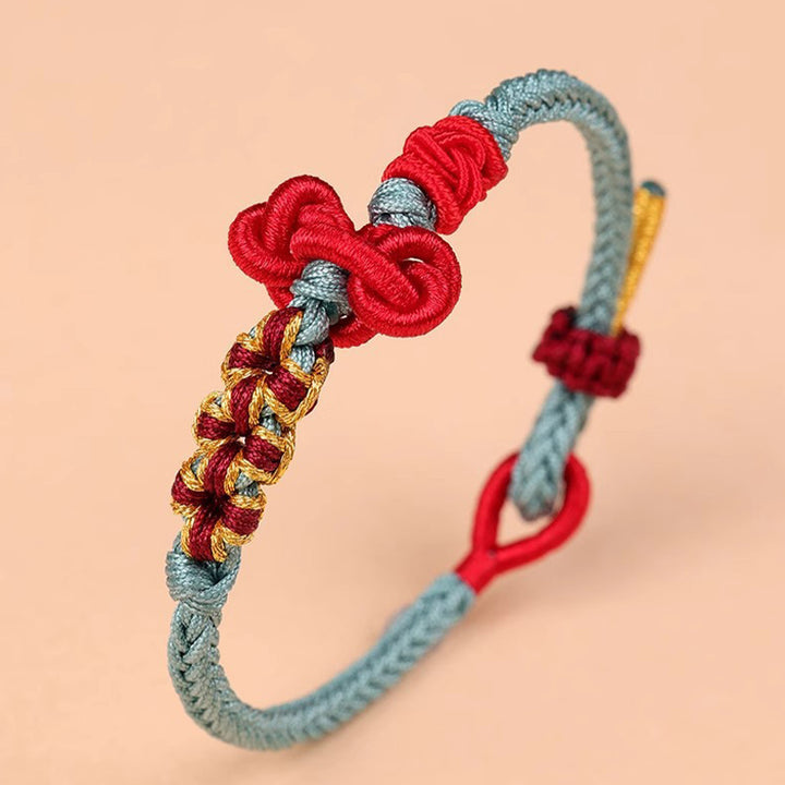 Bracelet en corde tressée fait main avec nœud Wenchang et Buddha Stones
