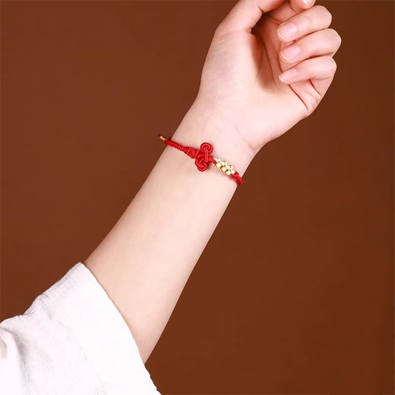 Bracelet en corde tressée fait main avec nœud Wenchang et Buddha Stones