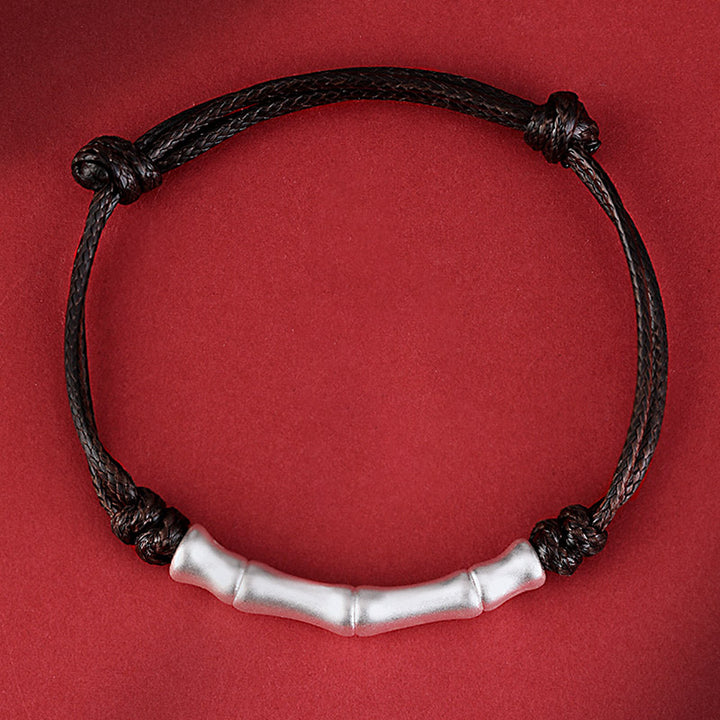 Bracelet tressé en corde porte-bonheur en argent sterling 999 avec motif d'os de Buddha Stones