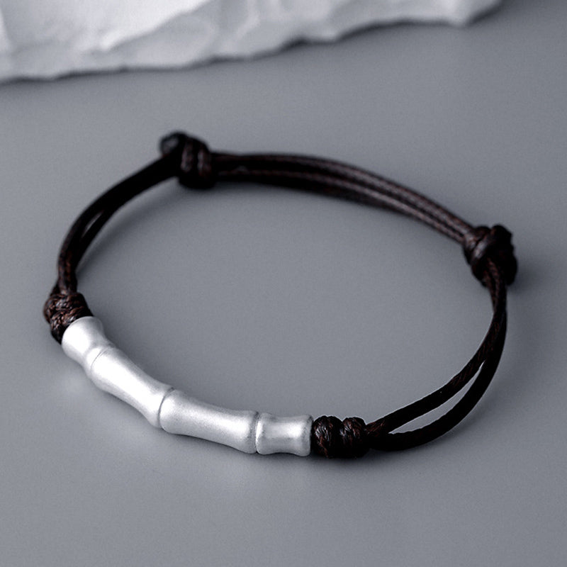Bracelet tressé en corde porte-bonheur en argent sterling 999 avec motif d'os de Buddha Stones