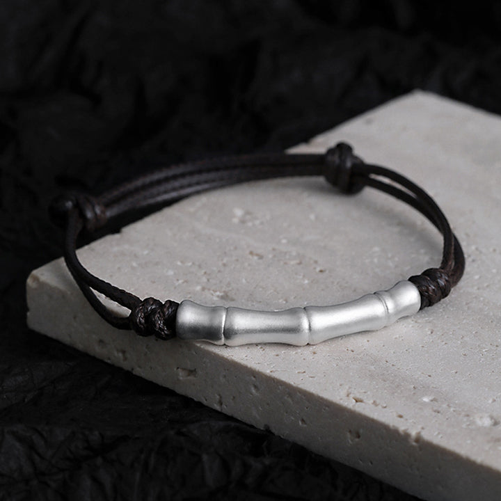 Bracelet tressé en corde porte-bonheur en argent sterling 999 avec motif d'os de Buddha Stones