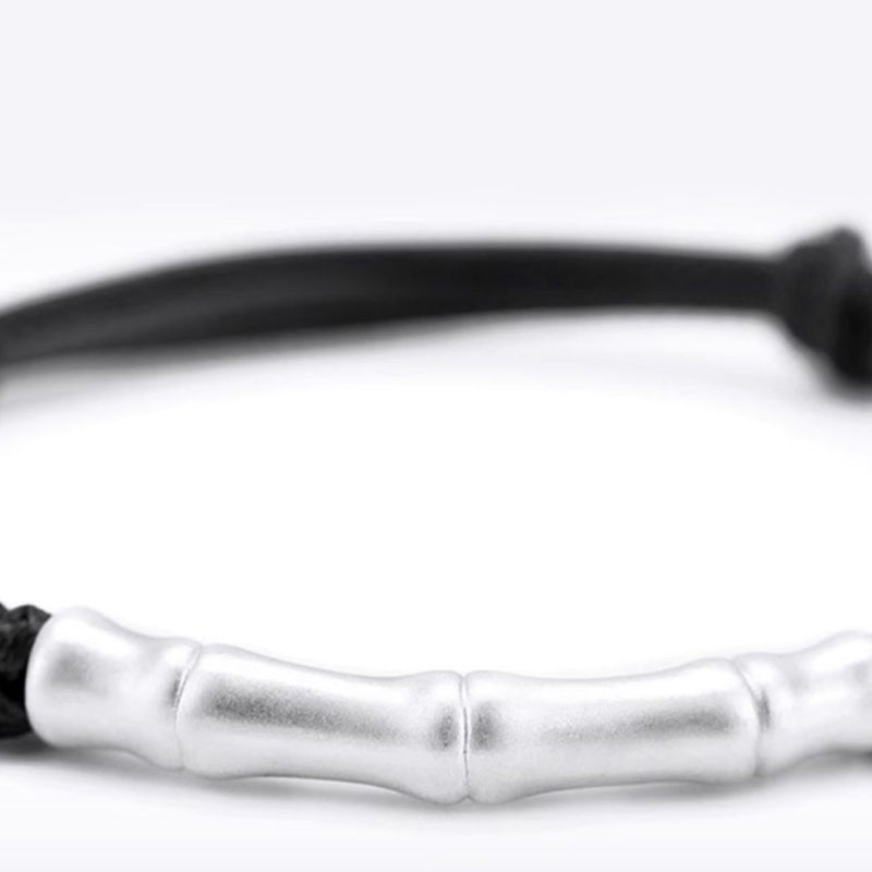 Bracelet tressé en corde porte-bonheur en argent sterling 999 avec motif d'os de Buddha Stones