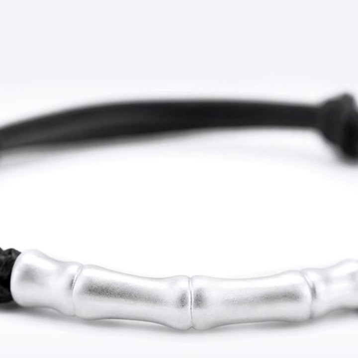 Bracelet tressé en corde porte-bonheur en argent sterling 999 avec motif d'os de Buddha Stones