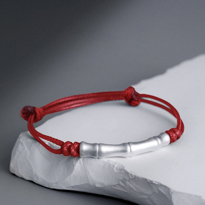 Bracelet tressé en corde porte-bonheur en argent sterling 999 avec motif d'os de Buddha Stones