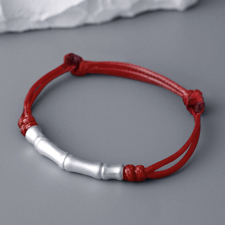 Bracelet tressé en corde porte-bonheur en argent sterling 999 avec motif d'os de Buddha Stones