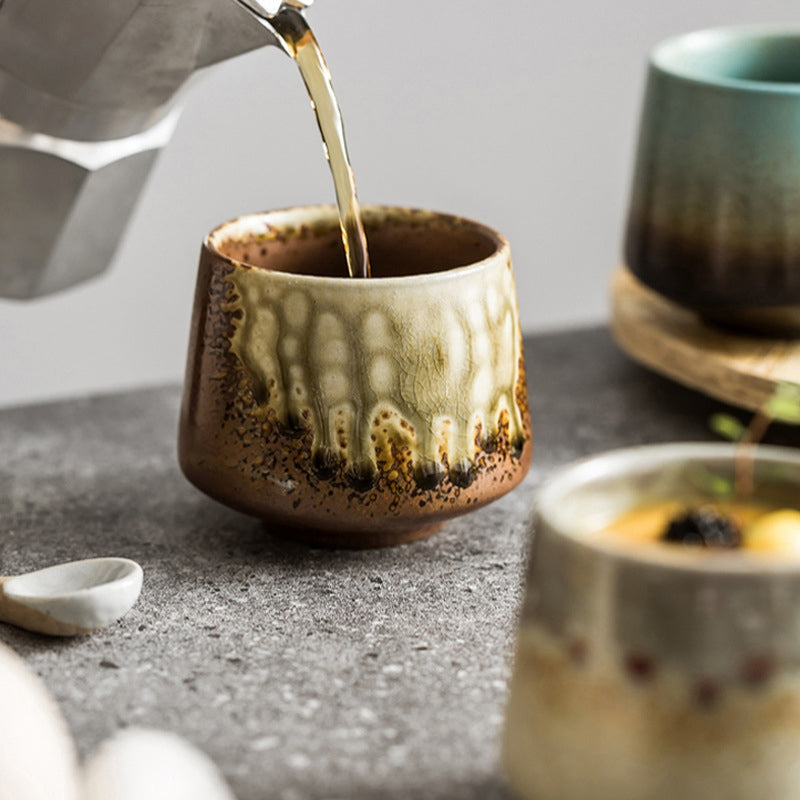 Tasse à café en céramique avec changement de four rétro Buddha Stones , tasse à café expresso pour thé, 200 ml