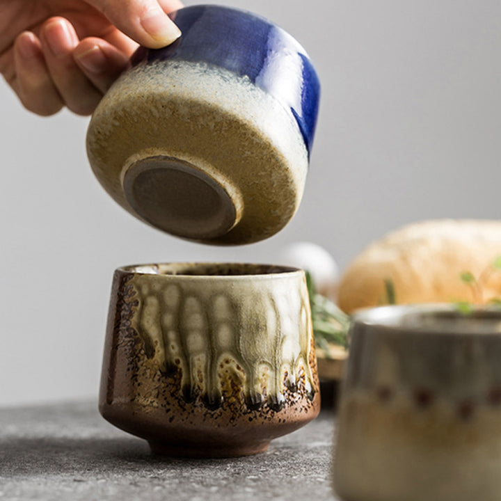 Tasse à café en céramique avec changement de four rétro Buddha Stones , tasse à café expresso pour thé, 200 ml