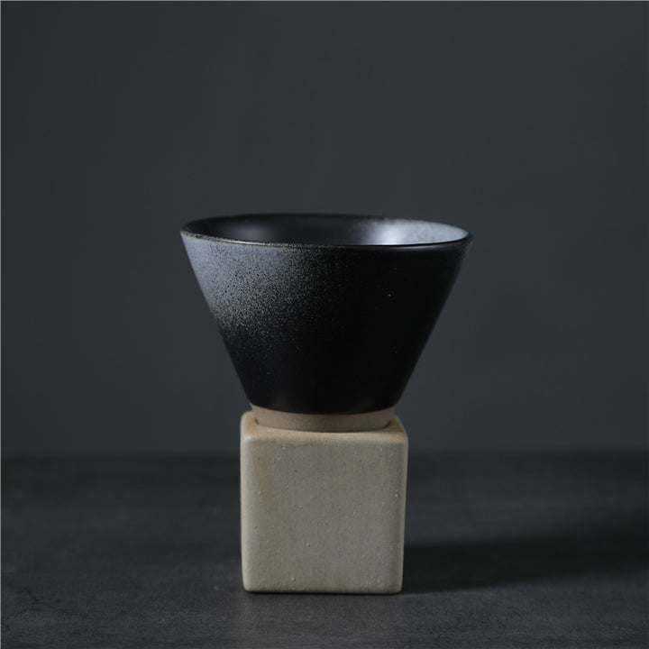 Tasse à café en céramique dégradée vintage Buddha Stones pour thé, café, latte, expresso, avec base, 200 ml