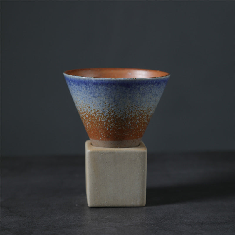 Tasse à café en céramique dégradée vintage Buddha Stones pour thé, café, latte, expresso, avec base, 200 ml