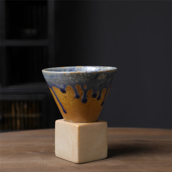 Tasse à café en céramique dégradée vintage Buddha Stones pour thé, café, latte, expresso, avec base, 200 ml